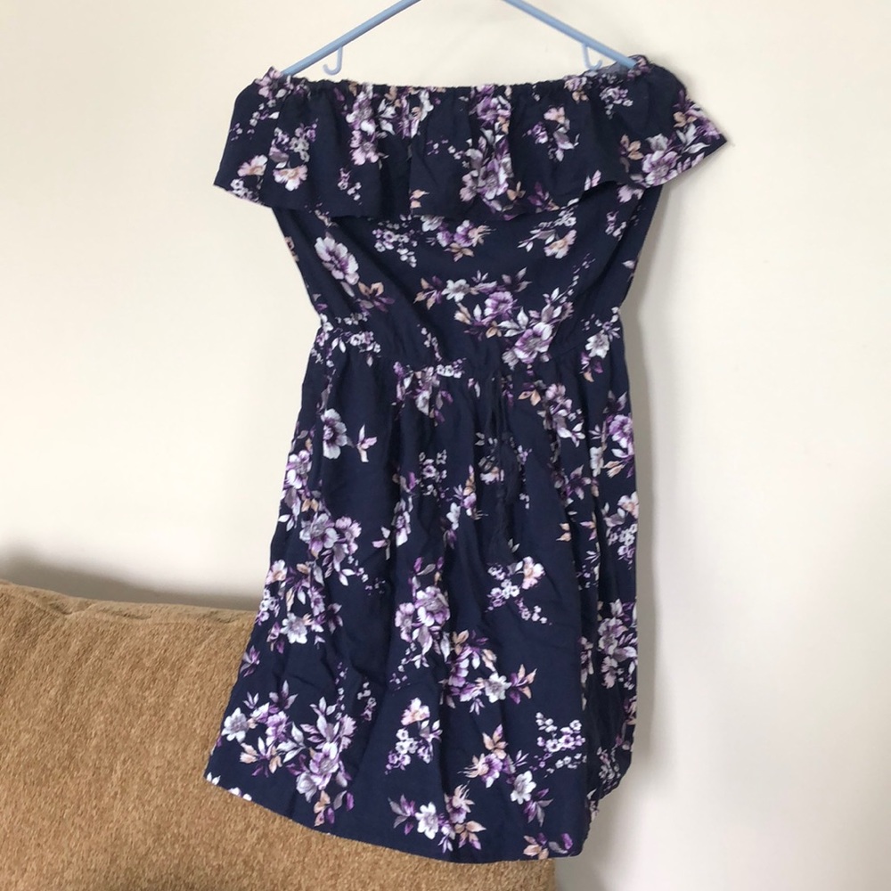 Strapless navy and purple small dress